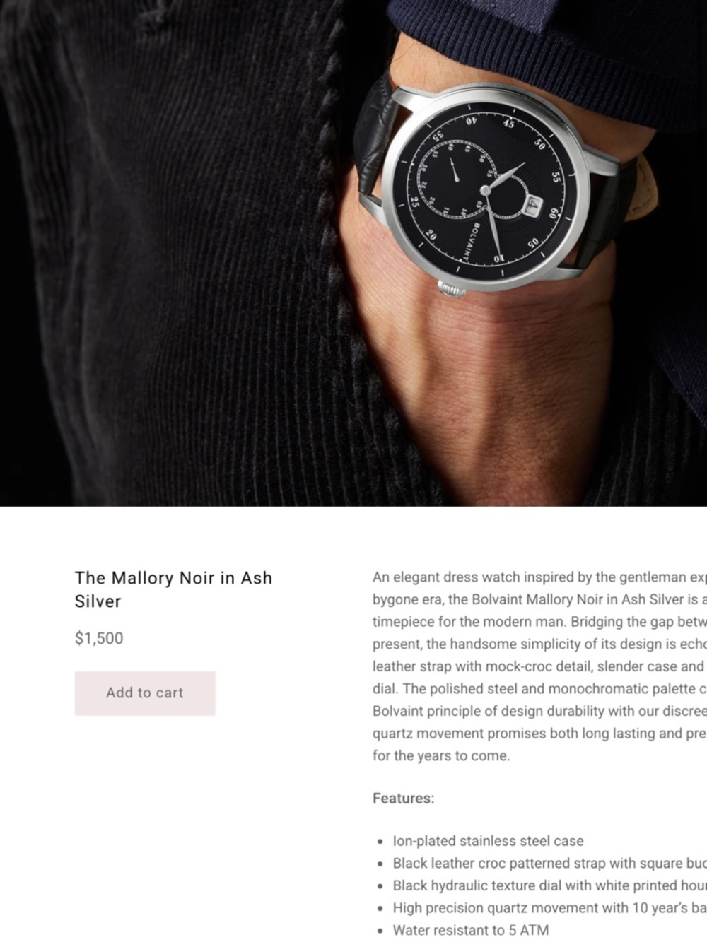 Mallory Noir Dress Watch - Black and Silver